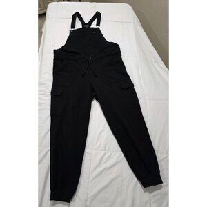 Duluth Trading Co Womens Black Fleece-Lined Relaxed Fit Overalls With Adjustable